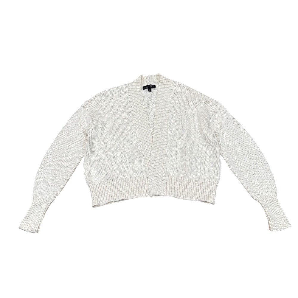 Banana Republic Organic Cotton Chunky Knit Cardigan Snow Day White XS Neutral